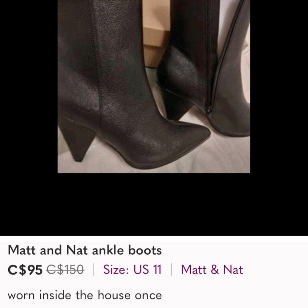 NWOT- worn once Black Matt&Nat ankle boots size 38. - Picture 7 of 7